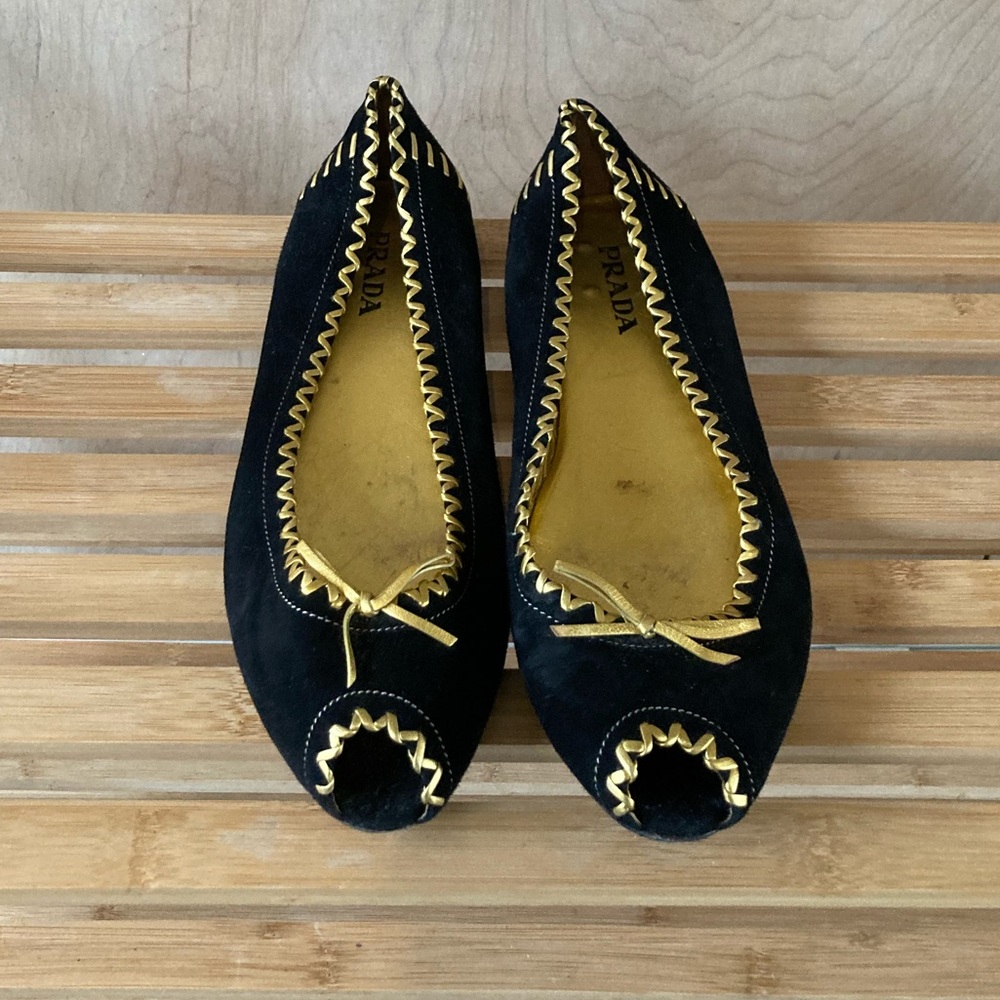 Prada Peep Toe Ballet Flats